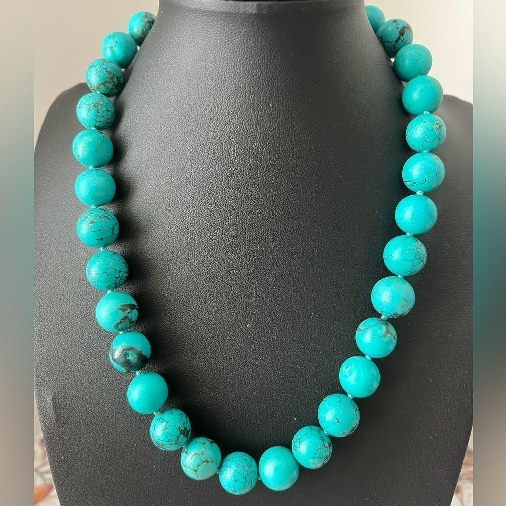 Lucas Lameth 925 Dyed Turquoise Stone Necklace 18” D5
